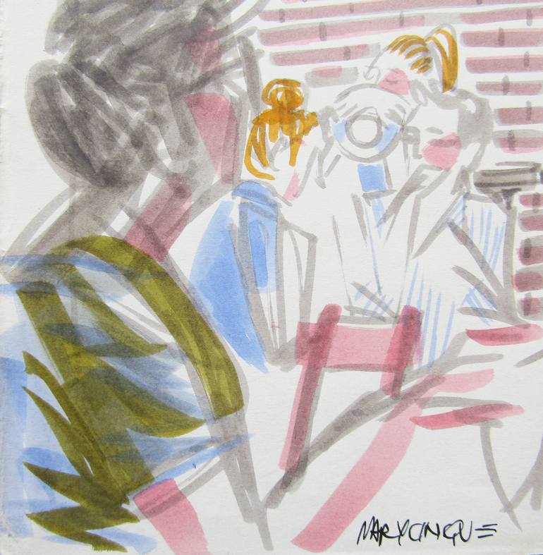 Original Figurative People Drawing by Mary Cinque