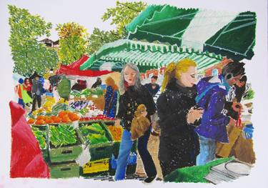 Saatchi Art Artist Mary Cinque; Drawings, “Stoke Newington Farmers' market II” #art