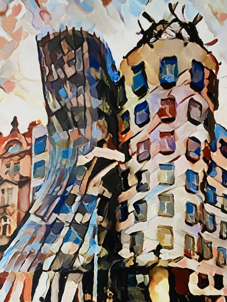 Original Abstract Architecture Painting by Ezra Bejar