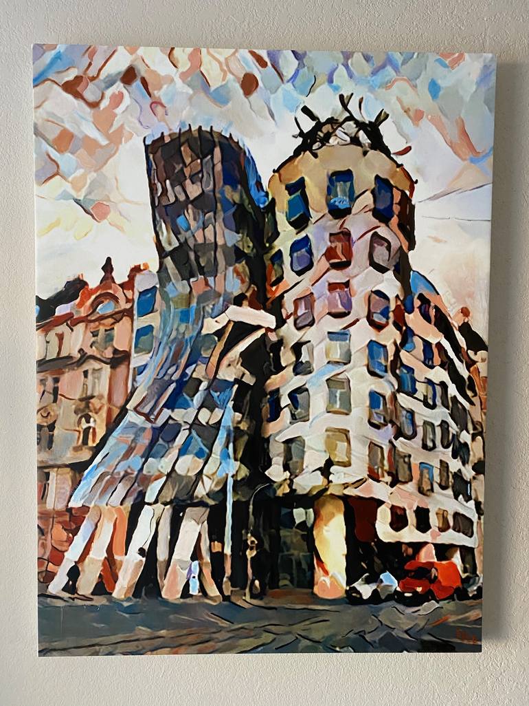 Original Abstract Architecture Painting by Ezra Bejar