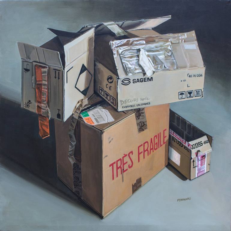 4 Cardboard Boxes Painting by sylvain fornaro