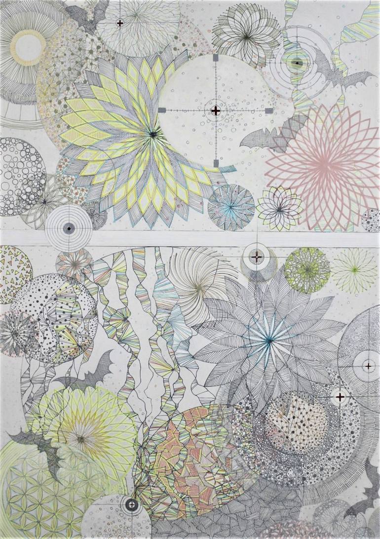 Original Modern Geometric Drawing by Annette Mewes-Thoms
