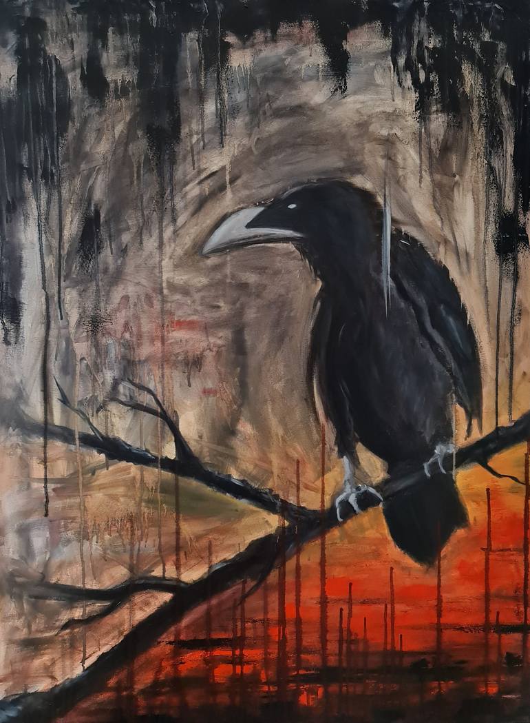 Crow Painting by Cyril Arsac | Saatchi Art