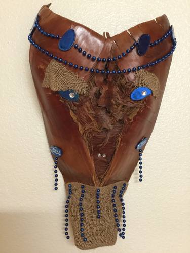 Budweiser Wall Mask made from Palm Tree Bark thumb