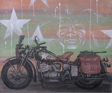 Original Fine Art Motorcycle Paintings by Charles Jett