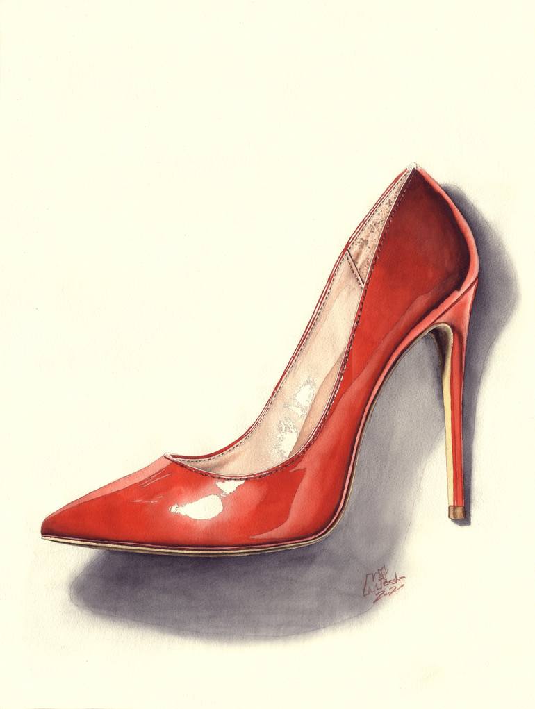 red shoe Painting by Mikhail Starchenko | Saatchi Art