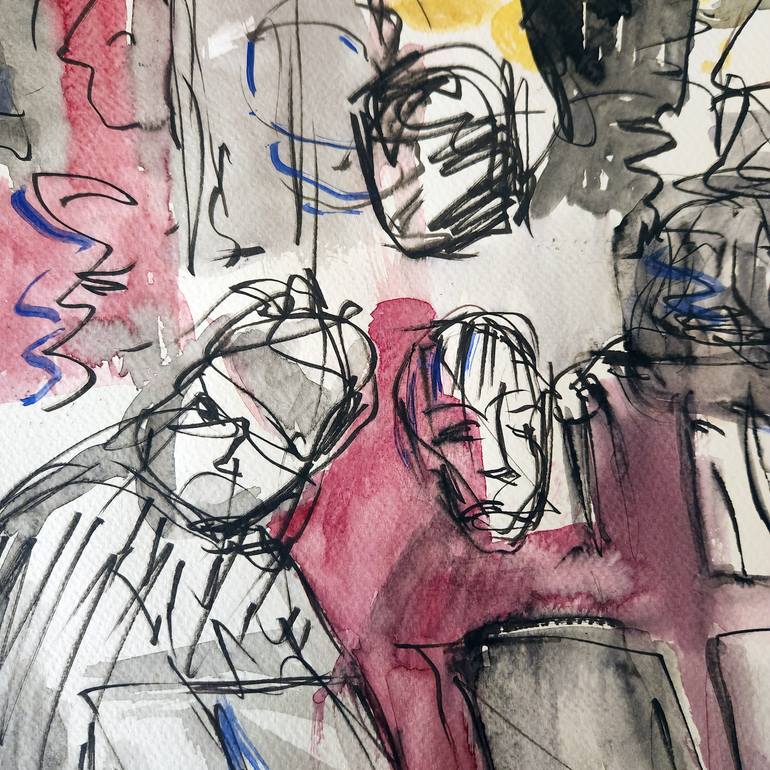 Original Abstract People Painting by Tamara Wasserman