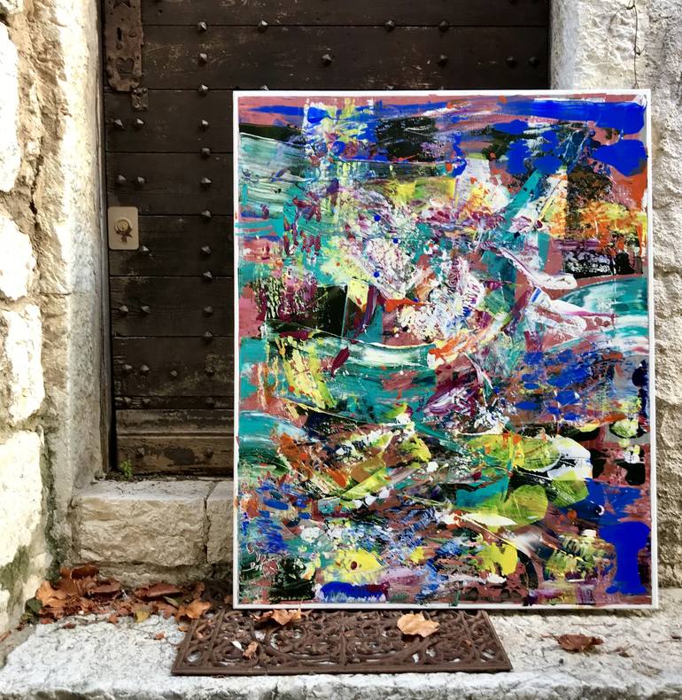 Original Abstract Expressionism Abstract Painting by Bang and Lessin