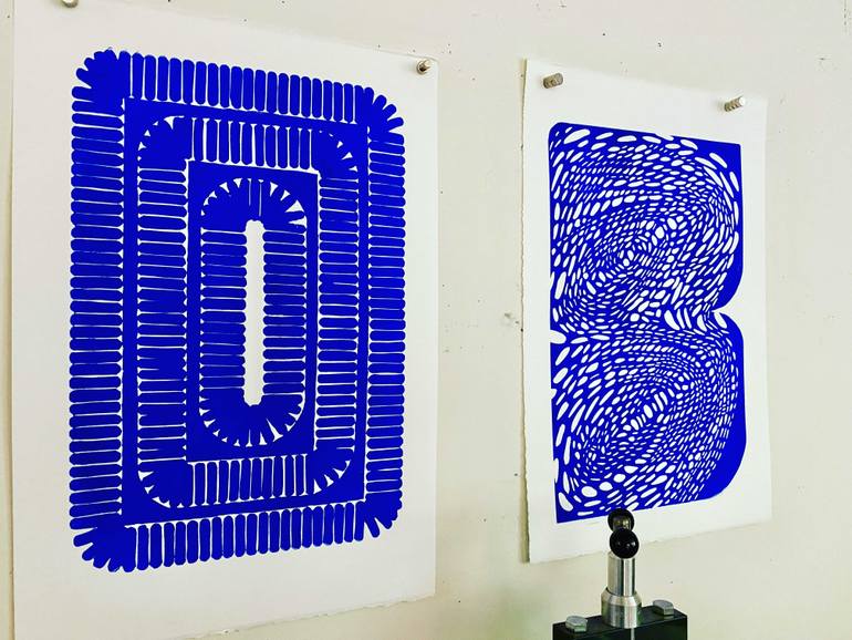 Original Contemporary Geometric Printmaking by Elvia Perrin