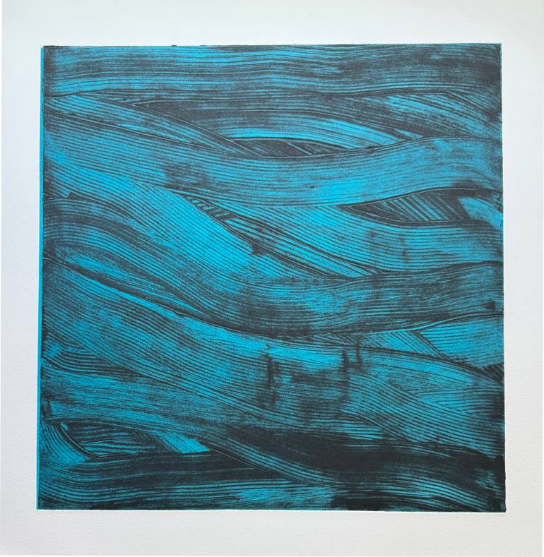 Original Abstract Printmaking by Elvia Perrin  Abstract Art on Paper  Wading Large Original Collagraph print