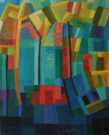 Original Cubism Landscape Paintings by Zaza Tuschmalischvili