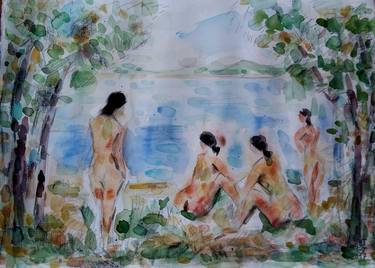 Original Figurative Landscape Drawings by Zaza Tuschmalischvili