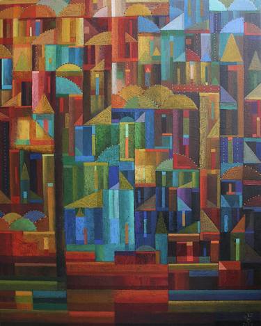 Print of Abstract Architecture Paintings by Zaza Tuschmalischvili