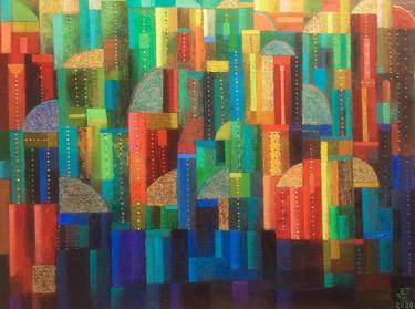 Original Abstract Architecture Paintings by Zaza Tuschmalischvili