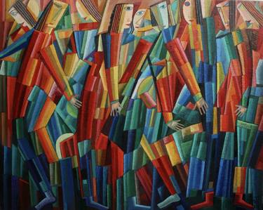 Print of Cubism Fantasy Paintings by Zaza Tuschmalischvili