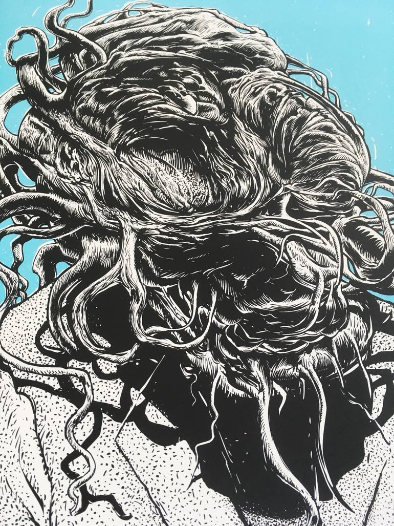Original Illustration Cartoon Printmaking by Tomasz PłOnka