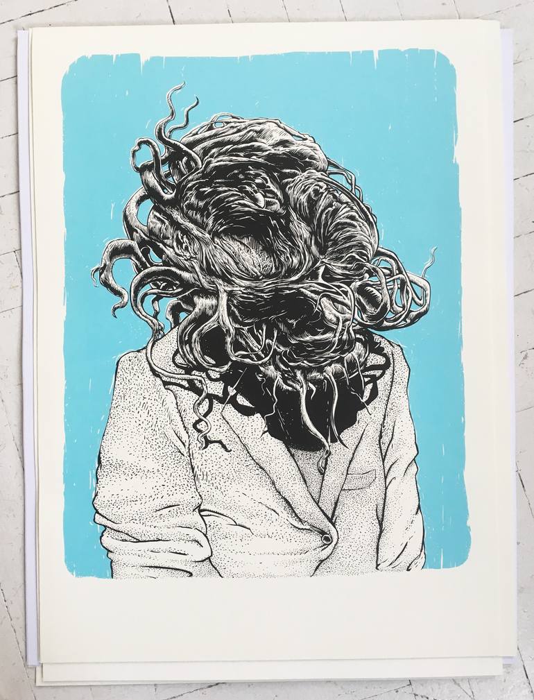 Original Illustration Cartoon Printmaking by Tomasz PłOnka