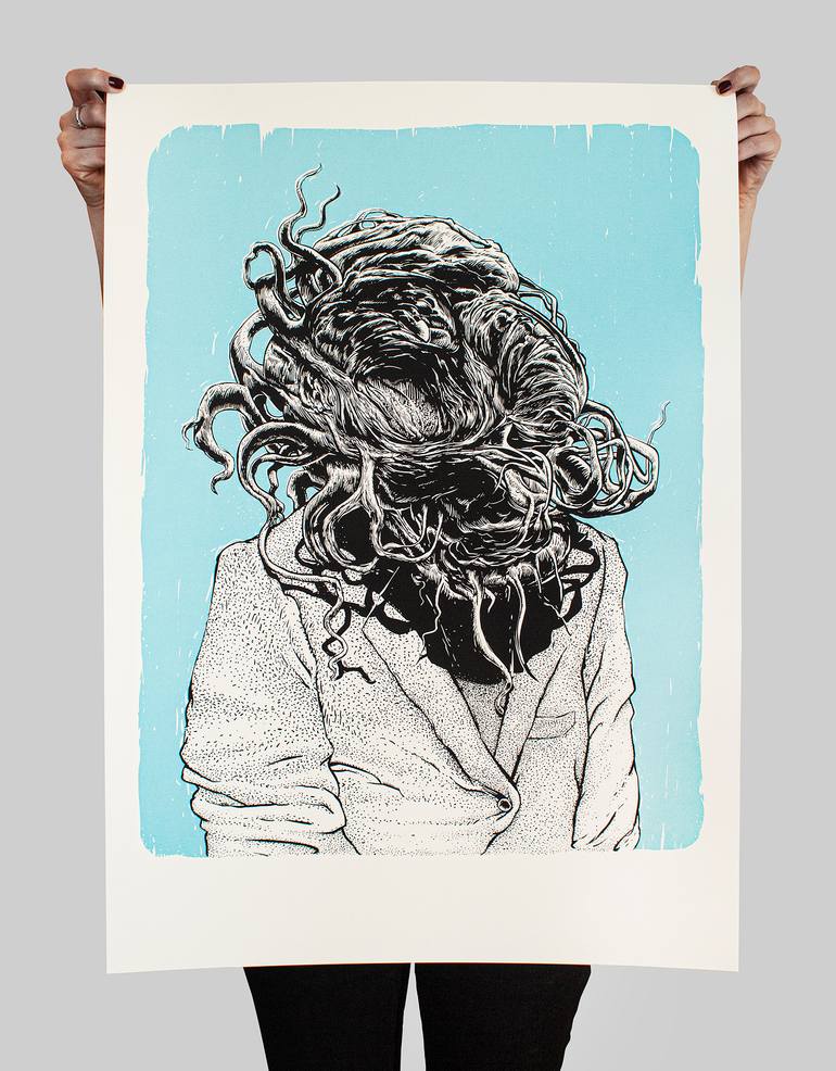 Original Illustration Cartoon Printmaking by Tomasz PłOnka
