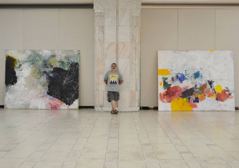 Original Abstract Expressionism Abstract Painting by Gabriel Prundeanu