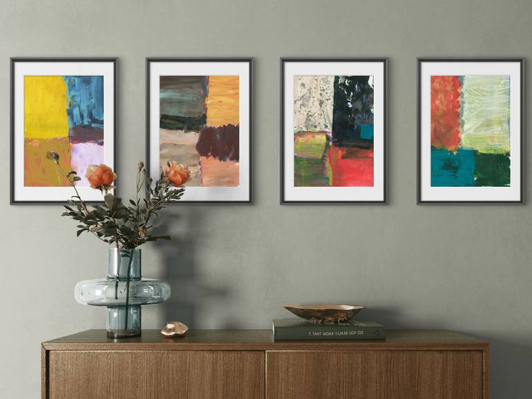Original Geometric Abstract Painting by Gabriel Prundeanu