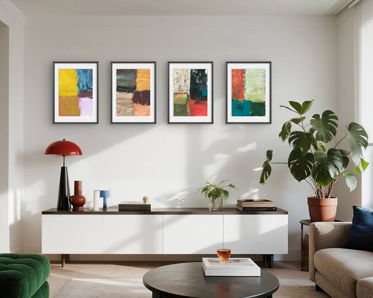 Original Geometric Abstract Painting by Gabriel Prundeanu