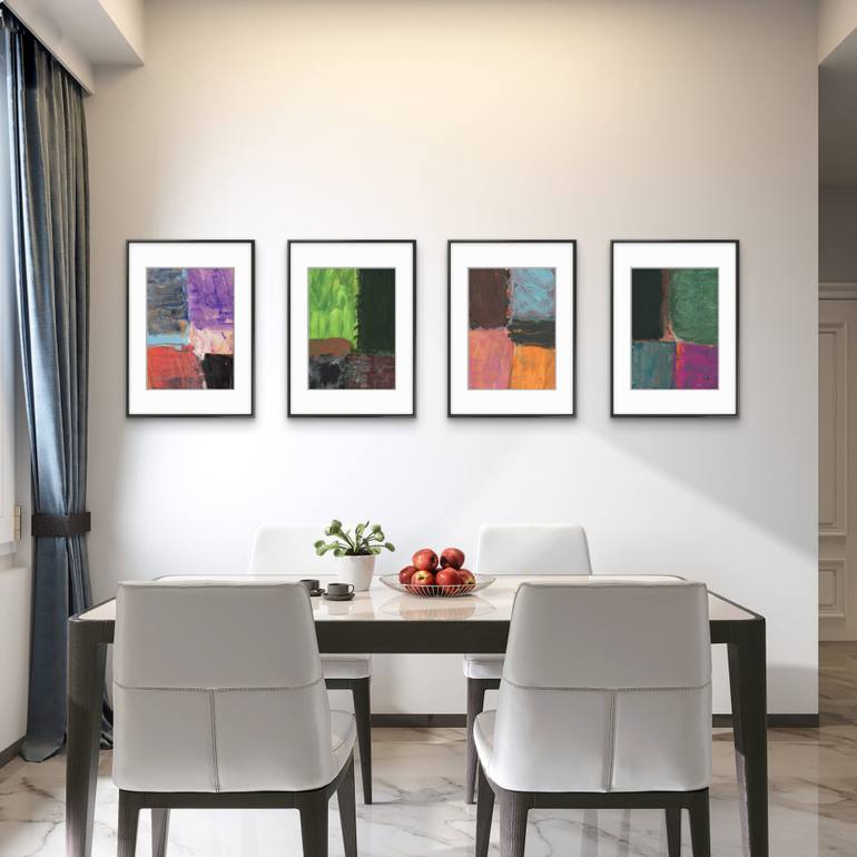 Original Geometric Abstract Painting by Gabriel Prundeanu