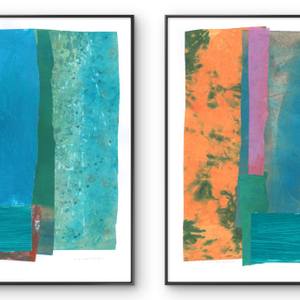 Color field painting art Modern Abstract artwork set 2 wall art