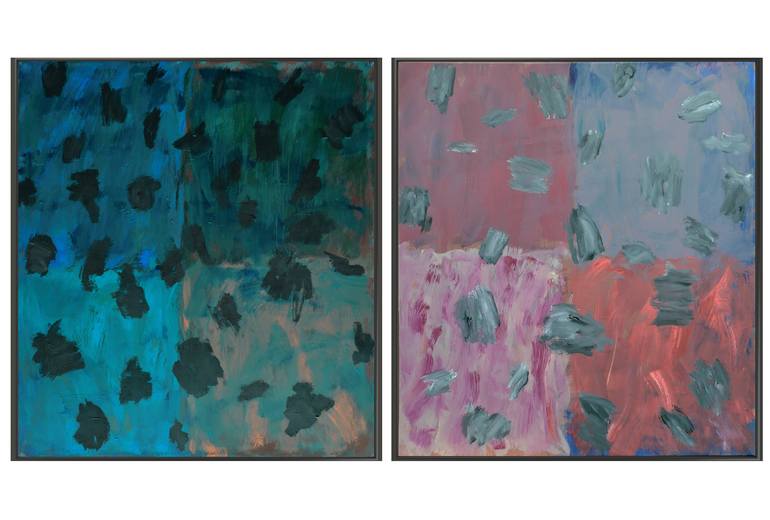 Original Abstract Painting by Gabriel Prundeanu | Abstract Art on Canvas | Large painting set green red abstract painting xxl modern acrylic