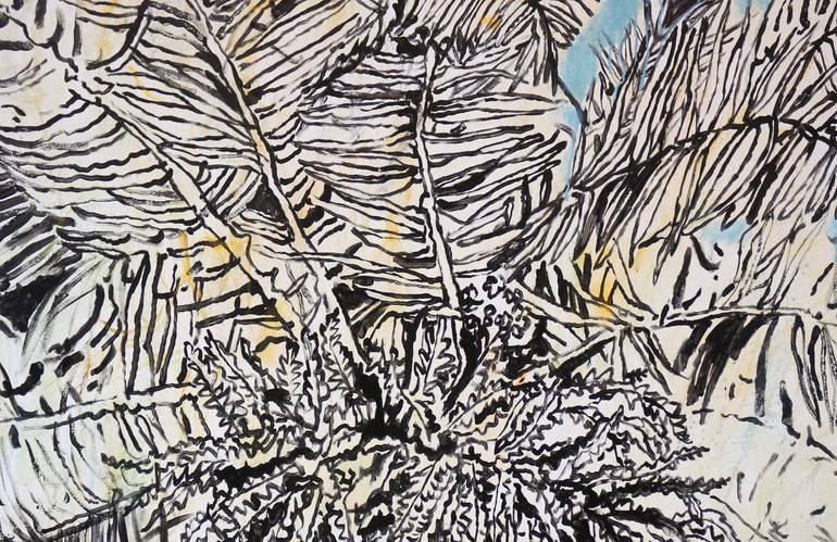 Original Black & White Botanic Painting by Tetiana Rusetska