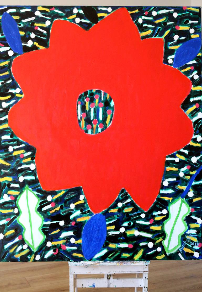 Original Art Deco Floral Painting by Tetiana Rusetska