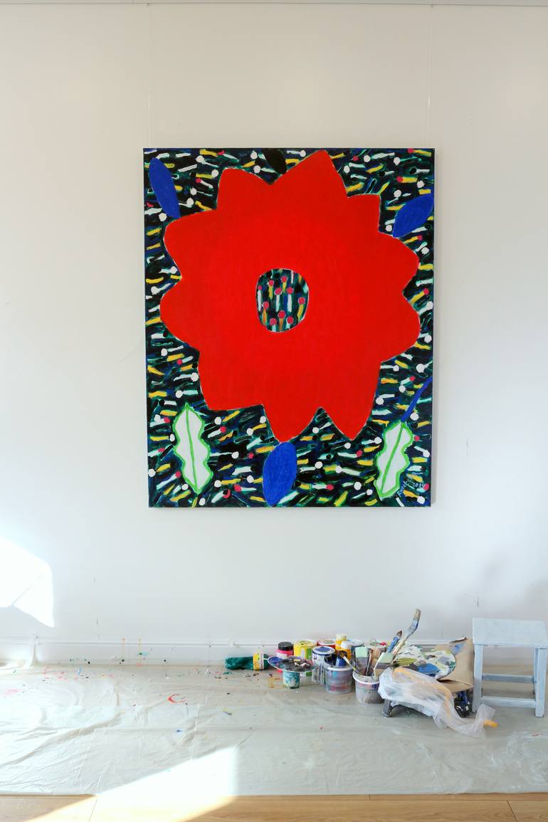 Original Art Deco Floral Painting by Tetiana Rusetska