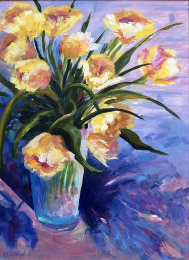 Original Expressionism Floral Painting by Karen Stanol