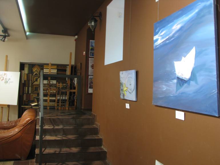 Original Art Deco Boat Painting by Anatolii Varvarov