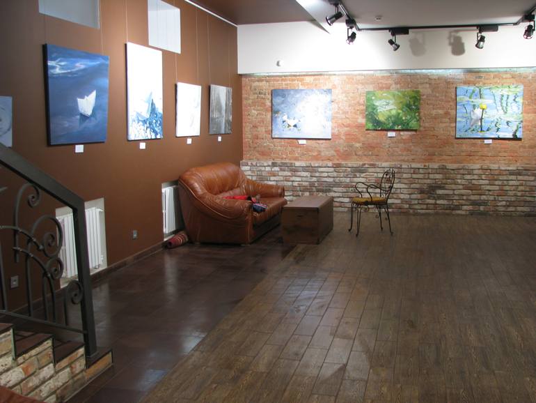 Original Art Deco Boat Painting by Anatolii Varvarov