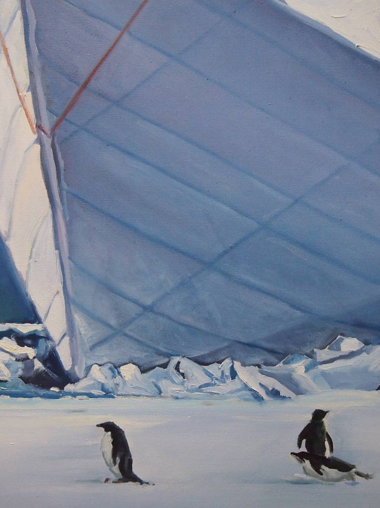 Original Art Deco Boat Painting by Anatolii Varvarov