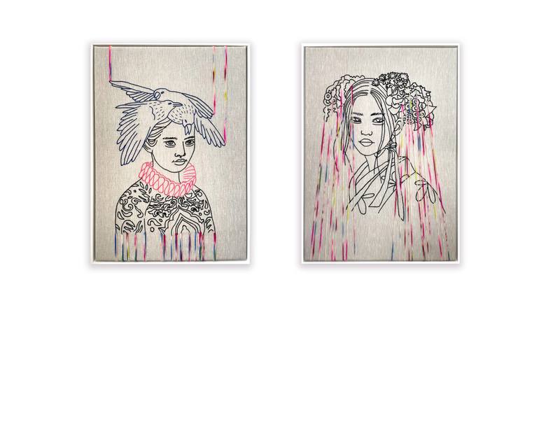 Original Contemporary People Mixed Media by Tanja Hirschfeld