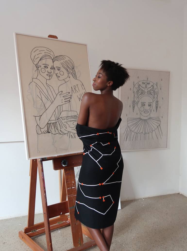 Original Figurative People Drawing by Tanja Hirschfeld