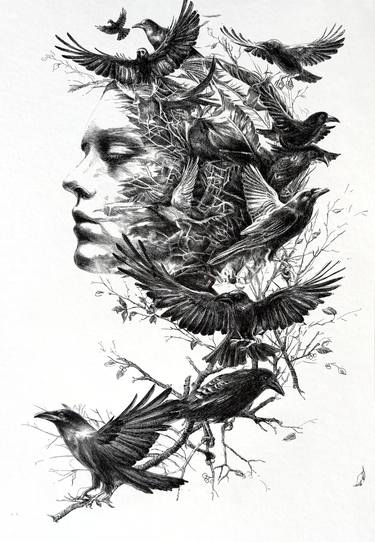 Original Realism Fantasy Drawings by Moisei Sandita