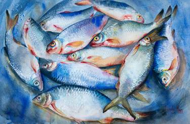 Original Fine Art Fish Painting by Moisei Sandita