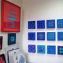 Collection of 'small blue worlds' acrylic oncanvas