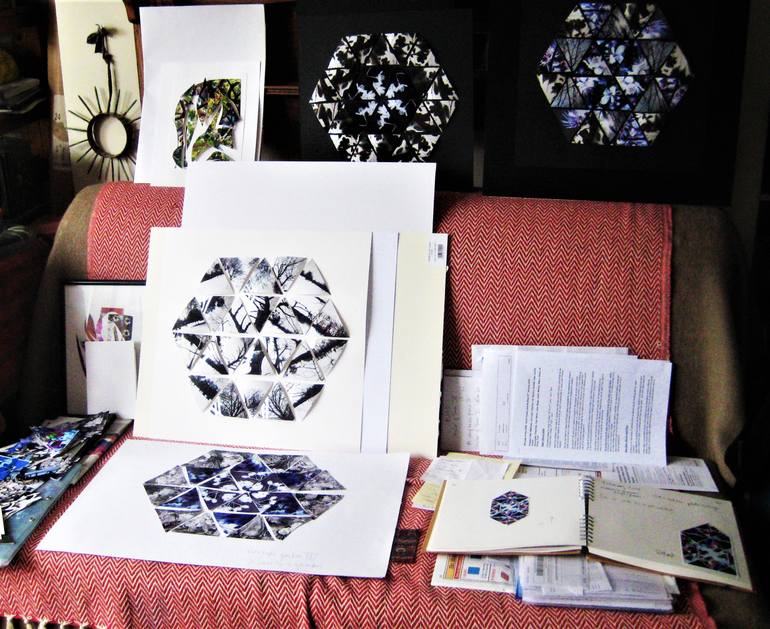 Original Cubism Geometric Mixed Media by Jonet Harley-Peters