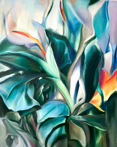 Original Art Deco Floral Painting by Alex S