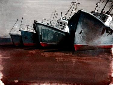 Original Figurative Boat Paintings by Alex S