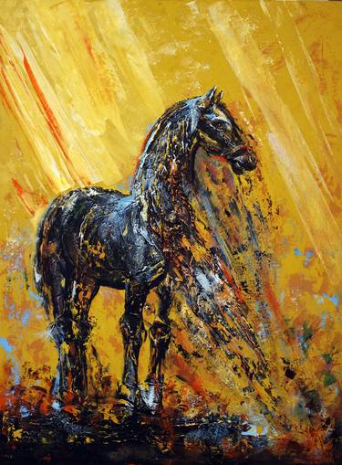 Print of Impressionism Horse Paintings by Alla Dzevaltovska