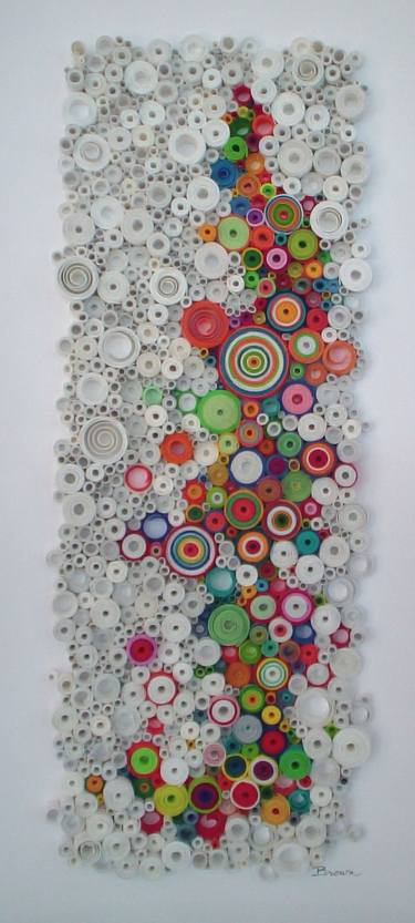 Modern wall art, Circular wall art, Original 3-Dimensional paper fine art, rolled paper art, "Daydream" thumb