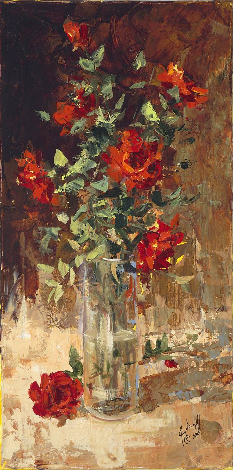 Still Life Painting, Original Oil Painting,red Roses Painting