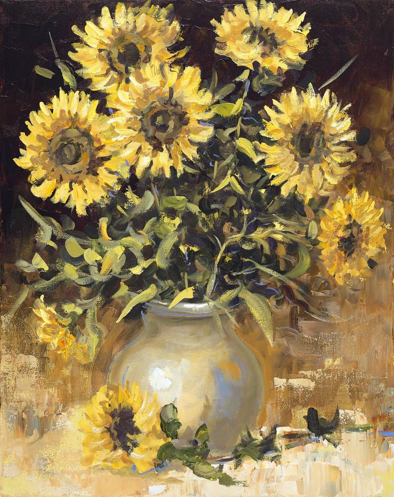 Sunflowers for London Painting by Jerry Georgeff | Saatchi Art