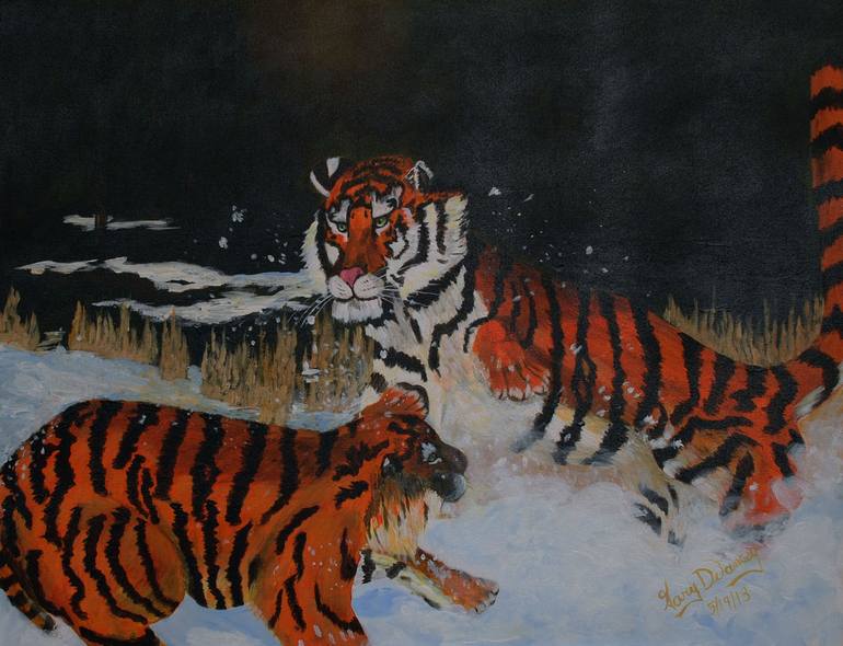 Cat Fight Painting by Gary Delancey | Saatchi Art