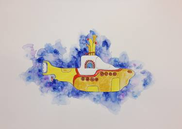 inspiration from The Beatle, yellow submarine, watercolor on paper and framed by Tse Wing To Victor thumb