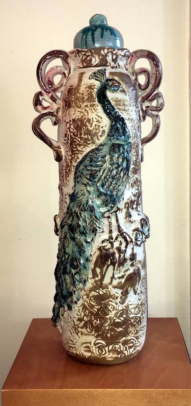 Peacock Covered Urn thumb